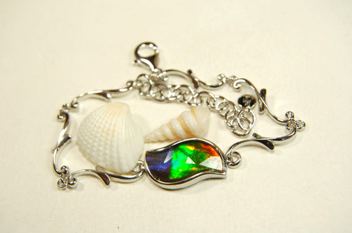 Ammolite Bracelet.Non allergenic Sterling/Rhodium - Gorgeous Ammolite Jewelry Accessory for a Pop of Color! Perfect gift for her #091513