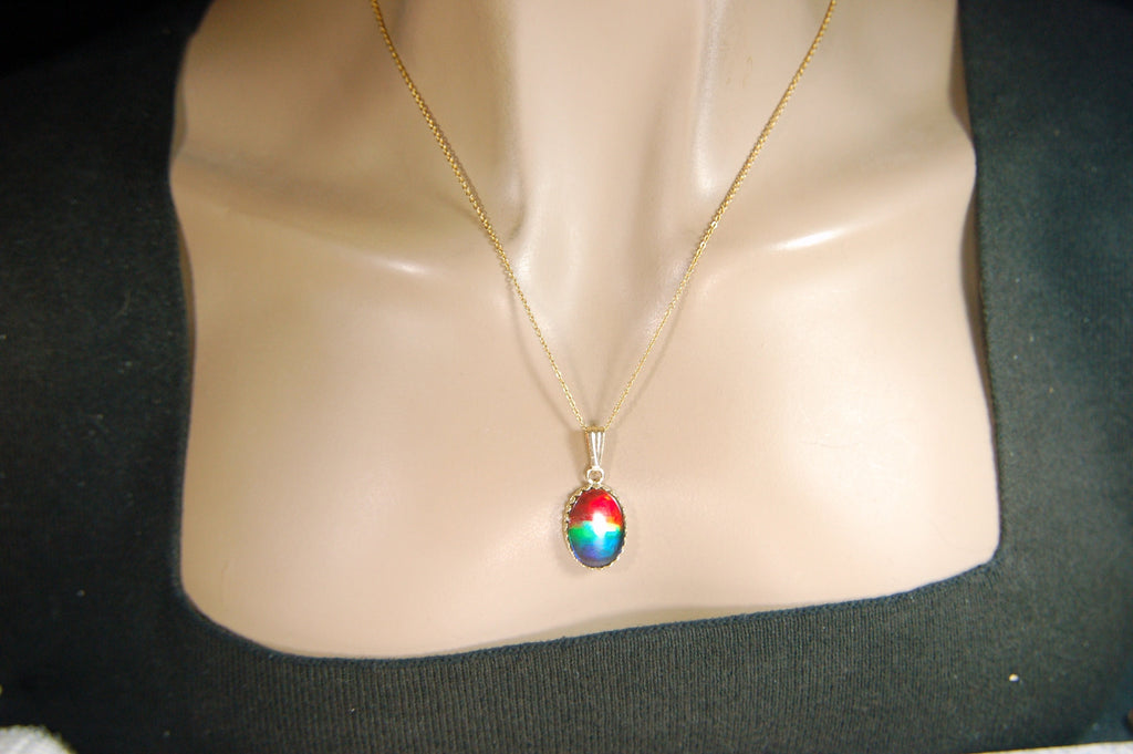 Opulent Ammolite Pendant in Gold - Enhance Your Style with Natural Elegance or Make it the Perfect Gift for her.021214