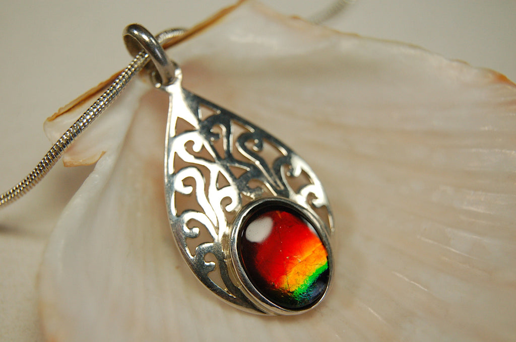 Ammolite pendant.GENUINE Ammolite Jewelry- Eye-Catching Ammolite Jewelry for a Standout Style.Best gift for her.#041613