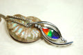 Stunning Ammolite Pendant - Exquisite Ammolite Jewelry for a touch of Elegance!RARE Five color gem.Gift idea for wife.Must see video.082414