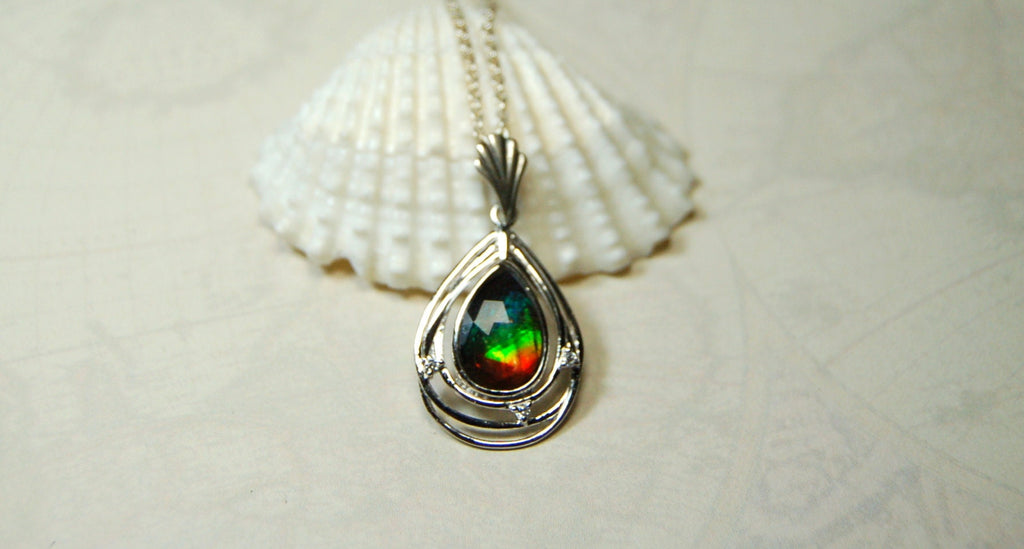 Ammolite Pendant.Anniversary or birthday gift idea for wife.082819