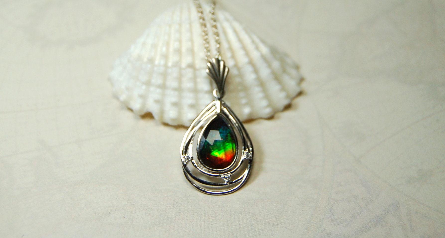 Ammolite Pendant.Anniversary or birthday gift idea for wife.082819
