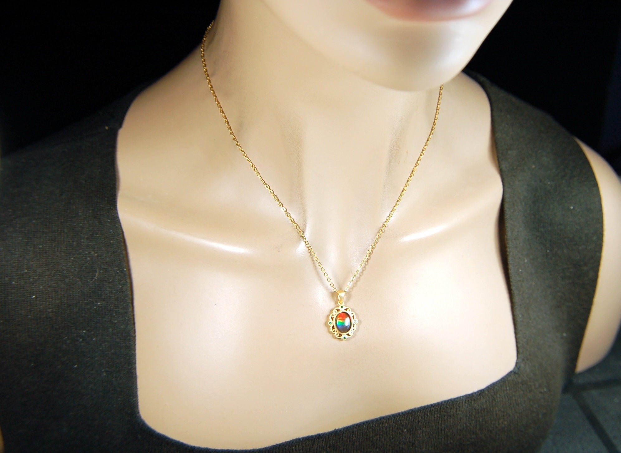 Eye-Catching Ammolite Pendant - Elevate your Look with this Stunning Ammolite Jewelry!Thoughtful gift?.052714