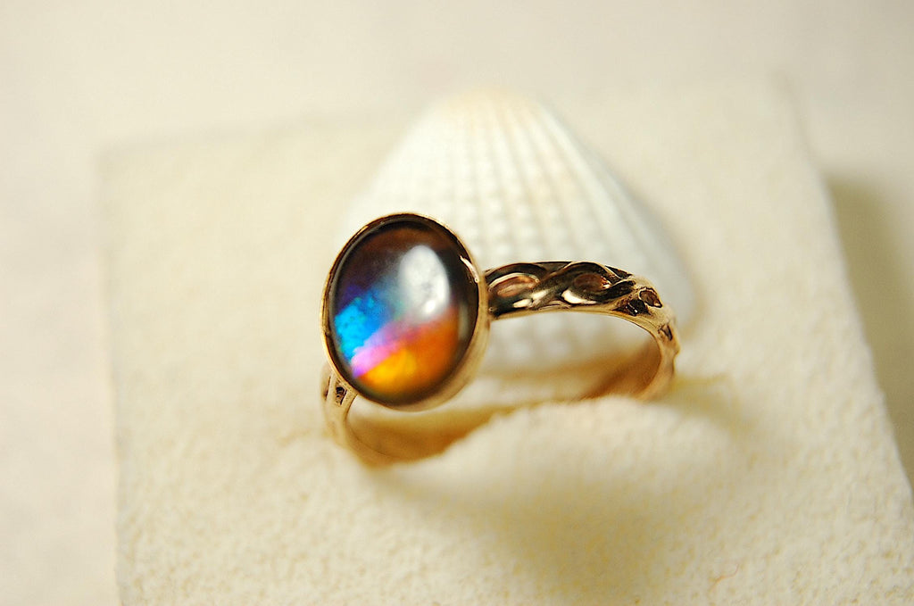 Captivating Ammolite Ring in 14k Gold fill size 7.RARE pink among colors.Birthday gift for wife?MUST see video.081614