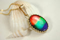 Ammolite Pendant in solid 14k Gold..High quality rainbow tricolor gem.Birthday or anniversary gift?.102513