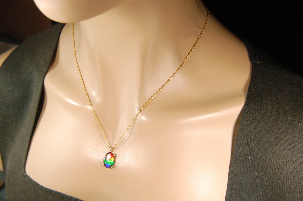 Ammolite Jewelry Pendant in solid 14k Gold.Top quality rainbow gem.Perfect RARE Mothers day gift she is sure to treasure.