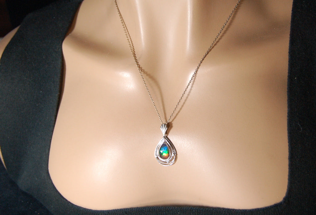Ammolite Pendant.Anniversary or birthday gift idea for wife.082819