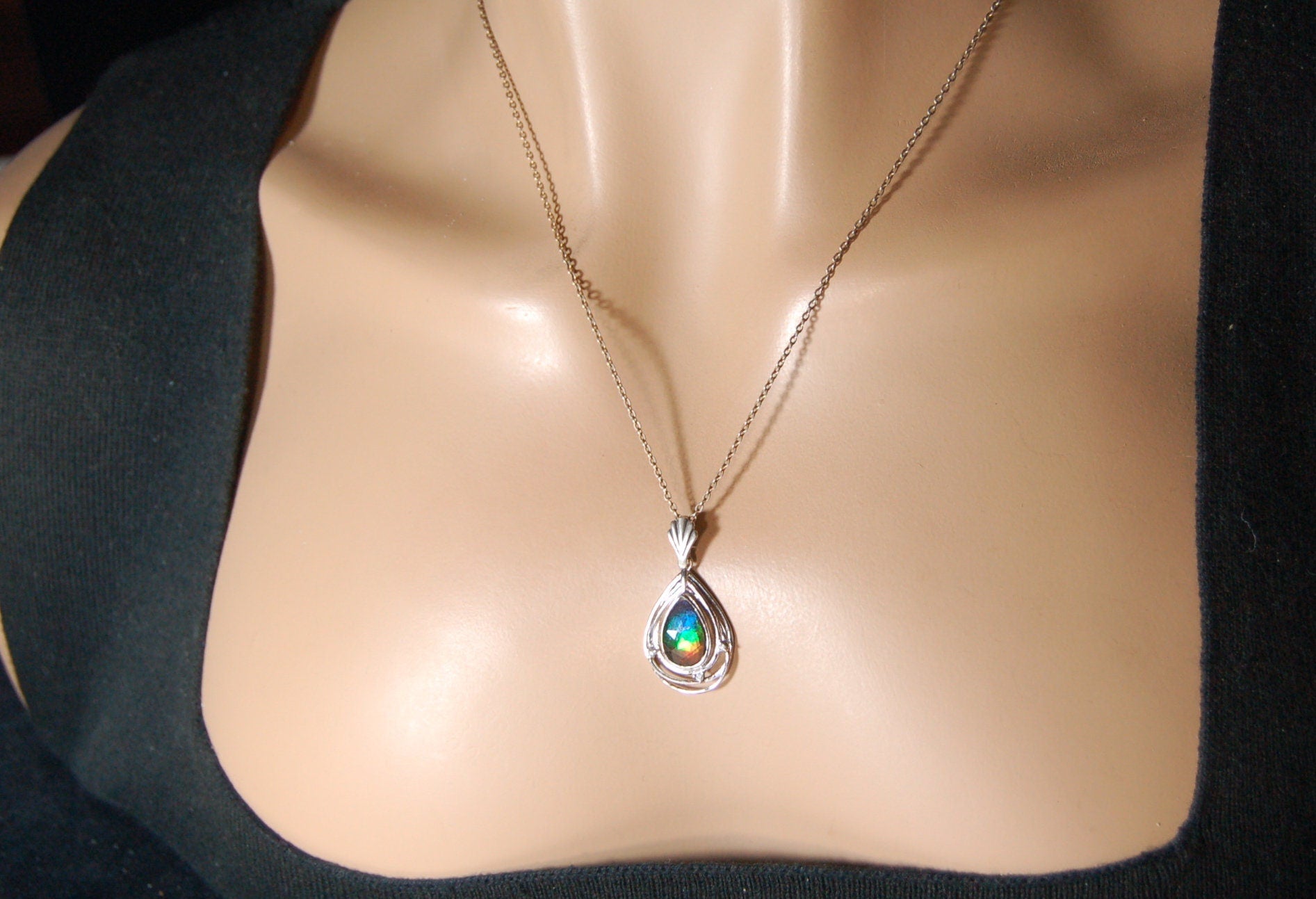 Ammolite Pendant.Anniversary or birthday gift idea for wife.082819