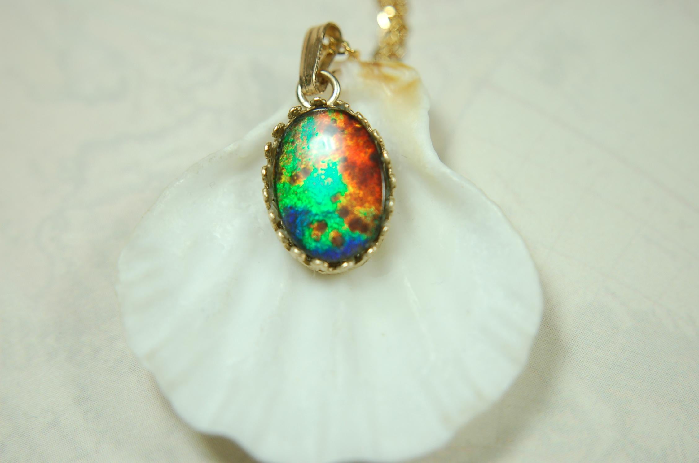 Luxurious Ammolite Pendant in 14k GOLD- A Unique Piece of Natural Beauty.The Perfect Gift for Her..#081710"