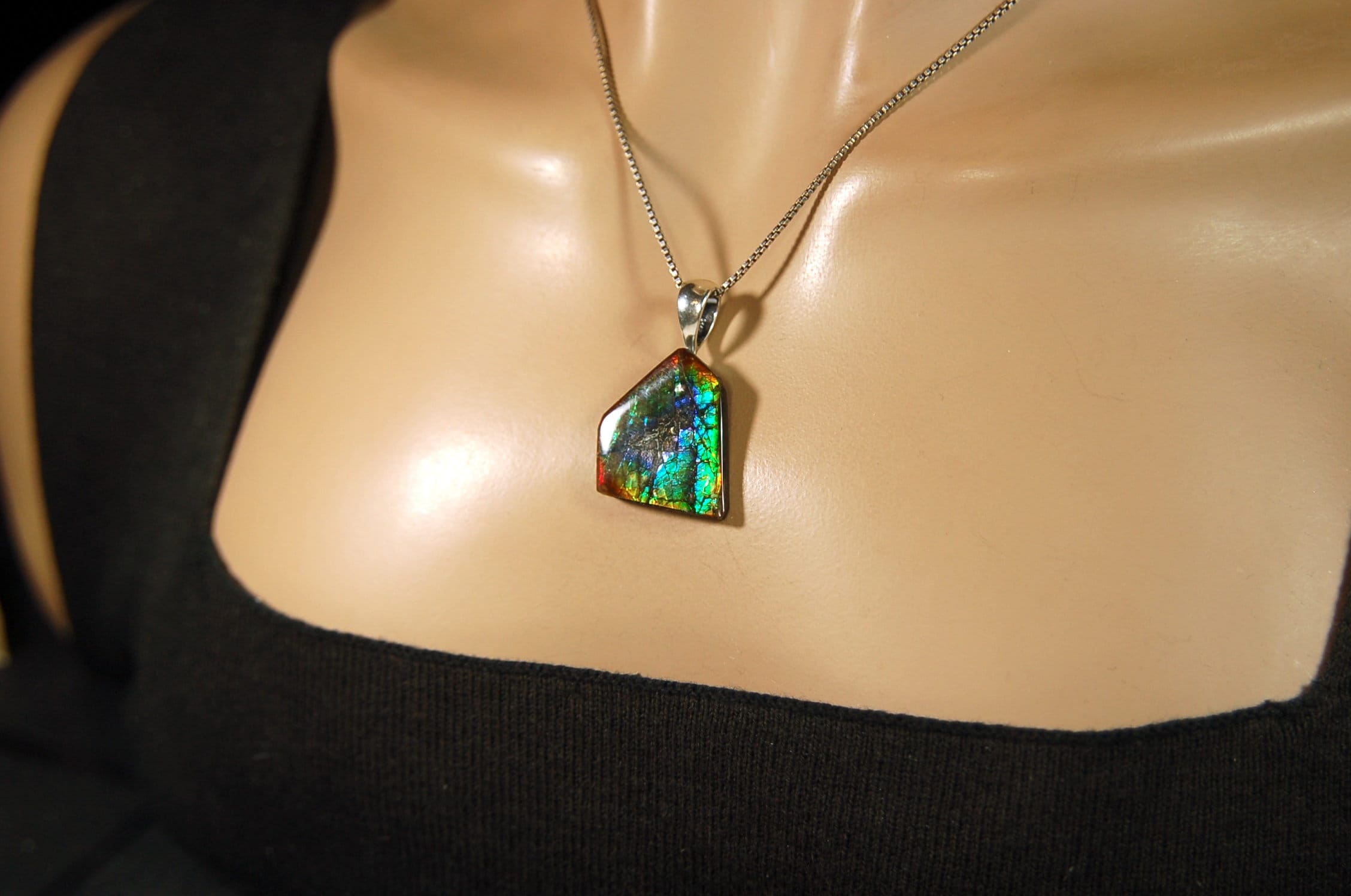 Ammolite Pendant Jewelry.All natural cabochon gemstones with bright rich colors.071814