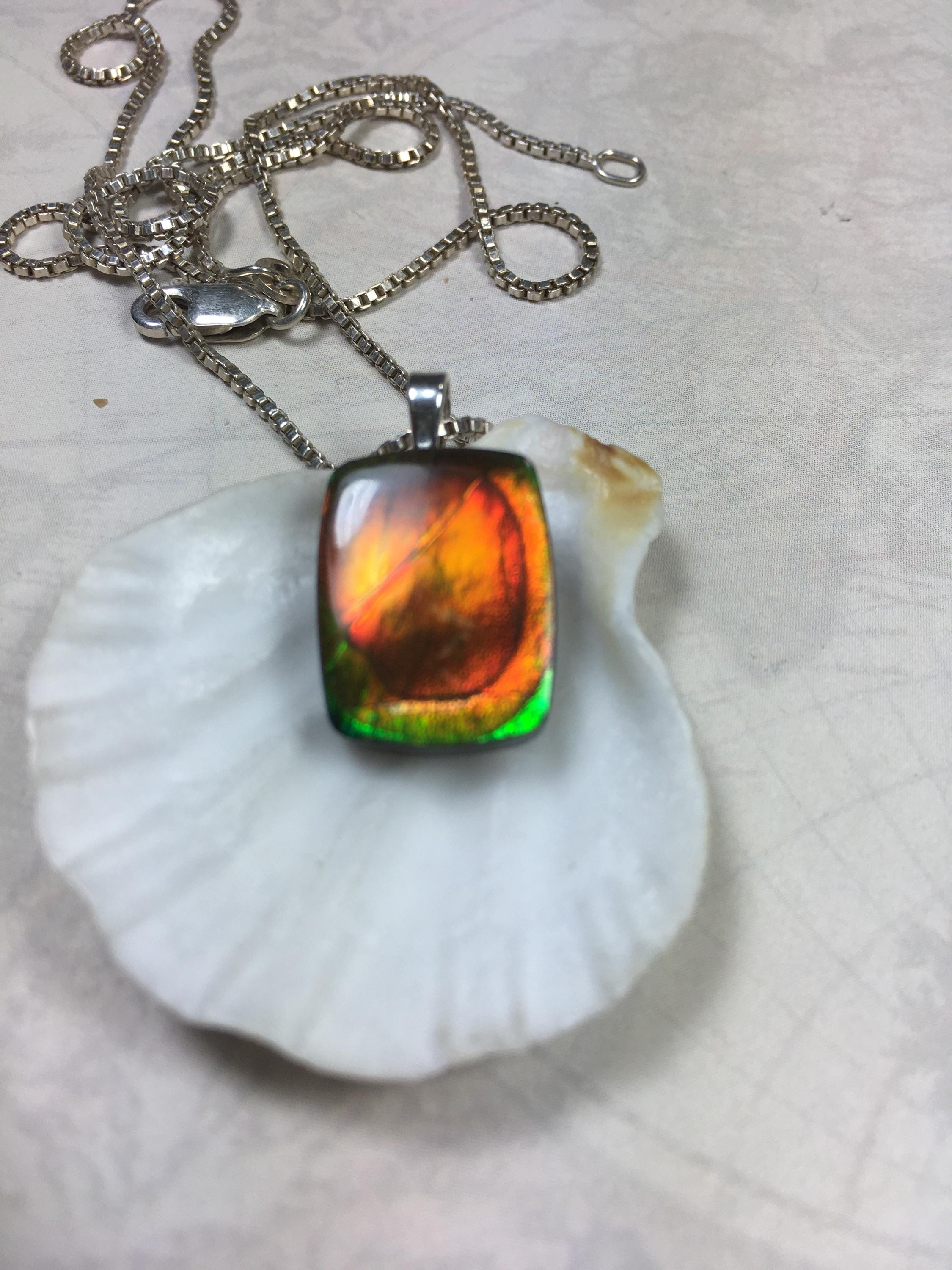 Authentic Alberta Ammolite Jewelry – Natural Fossil Gemstone Gift for Her.062315