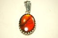 Ammolite Pendant Necklace.Resembles a fiery coal.Strong color shifter.Duty free under CUSMA rules.022115