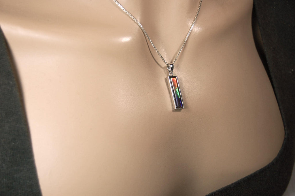 Ammolite.Striking Pendant.A Column Rich Rainbow colors.High quality Ammolite from Alberta Canada.Perfect gift for wife.050815