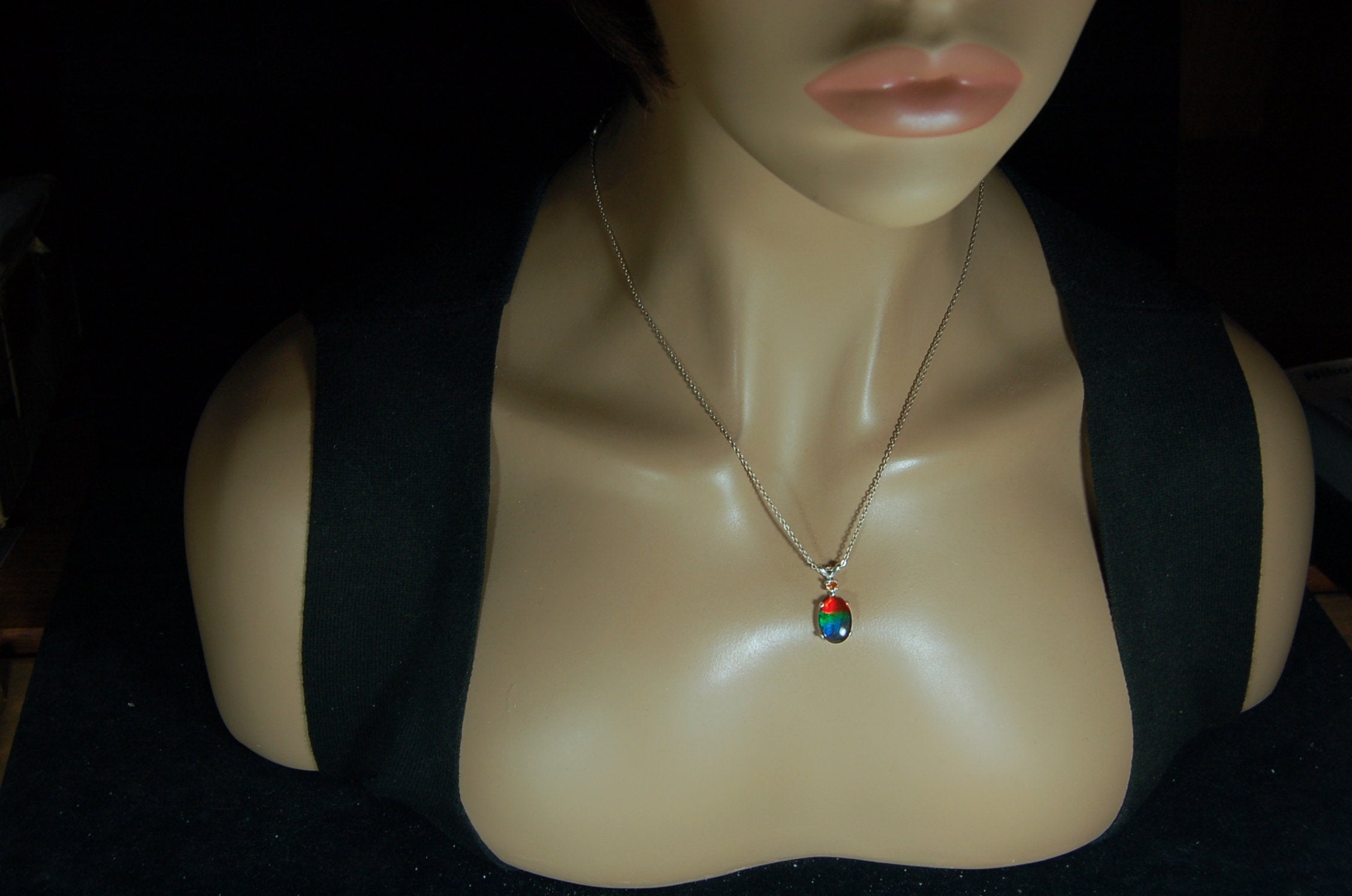 Ammolite pendant.Premium Quality Ammolite jewelry.Rainbow Ammolite.Ammolite Feng Shui.Ammolite for birthday gift. #021811