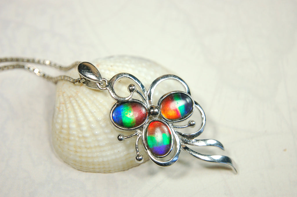 Ammolite Pendant from Alberta – Rare Fossil Gemstone Necklace – Nature-Inspired Jewelry.Perfect Gift idea For Her.MUST see video-011314