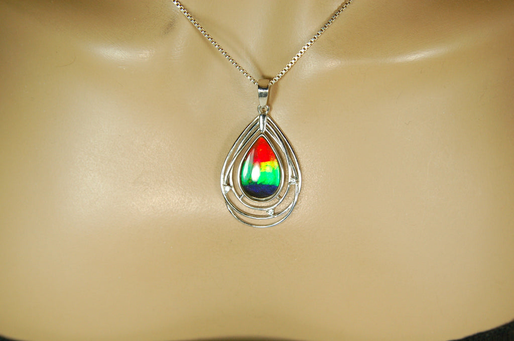 Exquisite Ammolite Pendant Necklace - Elegant Ammolite Jewelry for a Touch of Luxury.One of a Kind Gift for her#060610