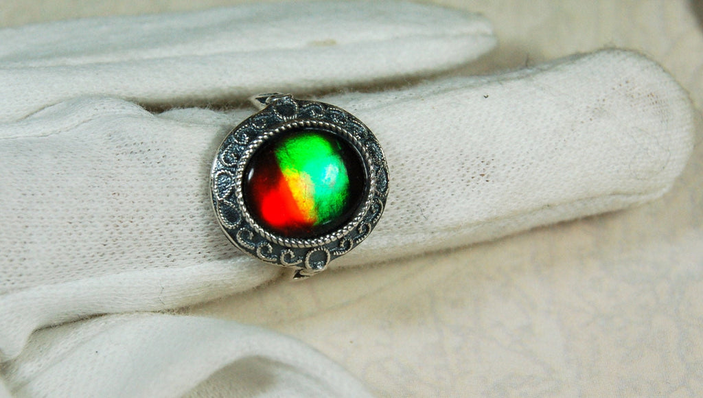 Ammolite Ring.Adjustable fit.Brilliant flashing colors.022219.