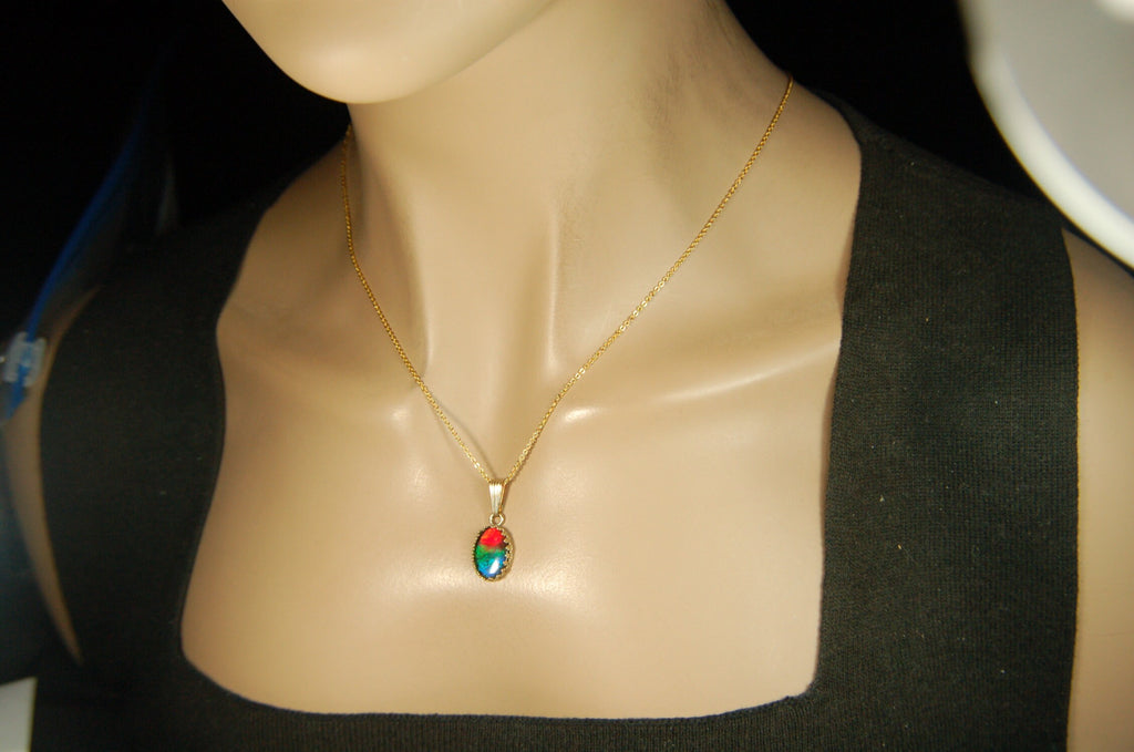 Ammolite Pendant in 14k Gold.Lovely rainbow colors.#111510