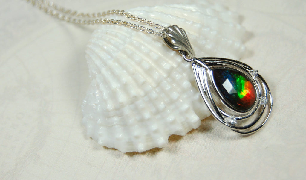 Ammolite Pendant.Anniversary or birthday gift idea for wife.082819