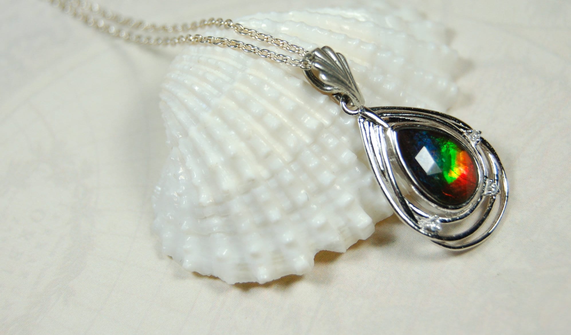 Ammolite Pendant.Anniversary or birthday gift idea for wife.082819