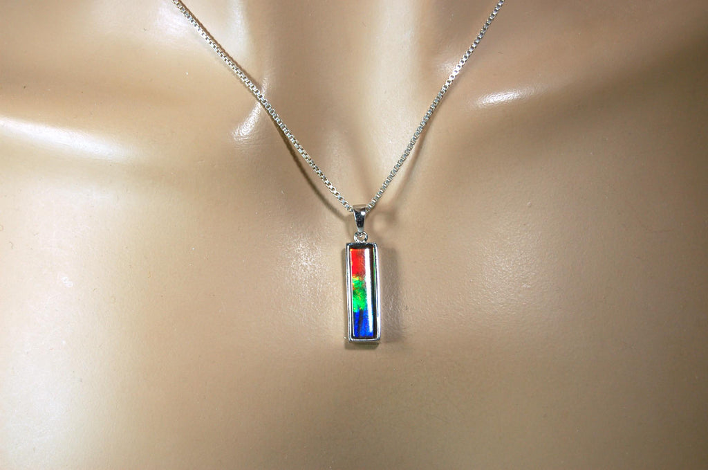 Ammolite.Striking Pendant.A Column Rich Rainbow colors.High quality Ammolite from Alberta Canada.Perfect gift for wife.050815