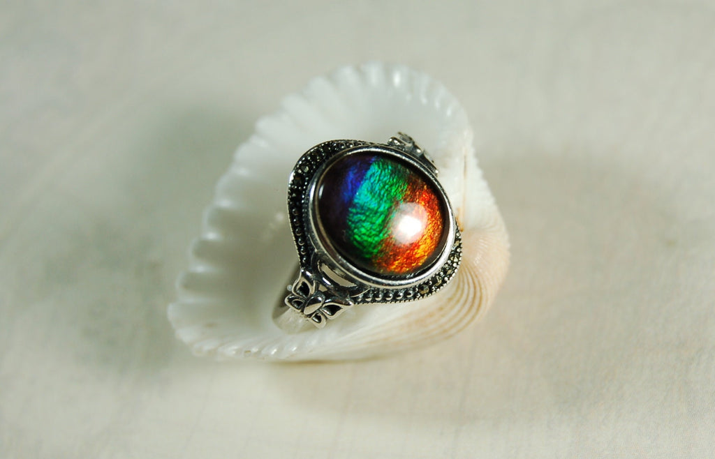 Ammolite Jewelry Ring in your size!Rainbow colors.Lovely gift with big impact.Birthday?Anniversary? 101310