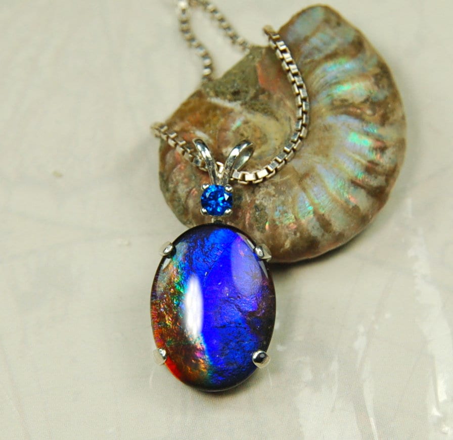 Handcrafted Ammolite Pendant - Exquisite Ammolite Jewelry for a touch of Elegance-- with signed certificate of authenticity.#122020