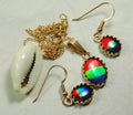 Ammolite Jewelry Set 14k Gold.Bright High Quality tricor gems.Memorable RARE gift for wife.Quality fashion accessory.112510