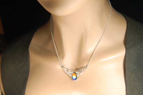 Ammolite Celtic Necklace.RARE four color rainbow gem.The Perfect Birthday Gift for Wife.Canadian ammolite.#112413