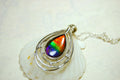Ammolite Jewelry Pendant.RARE Tiger stripe gem.Unique gemstone.Non Allergenic Rhodium plated Sterling Silver setting.Gift for wife? 032916