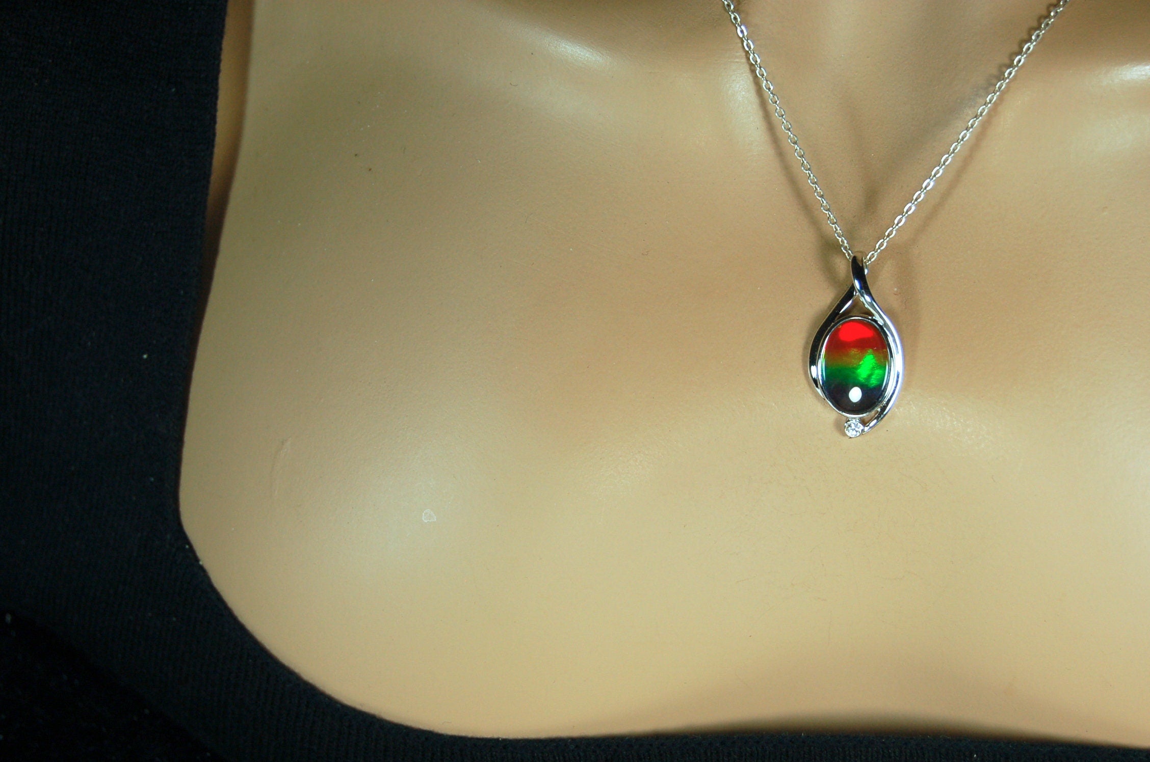 Ammolite Pendant Silver Jewelry.Rare four color gem.Gorgeous colors.Birthday or anniversary gift?Must see video.#021610