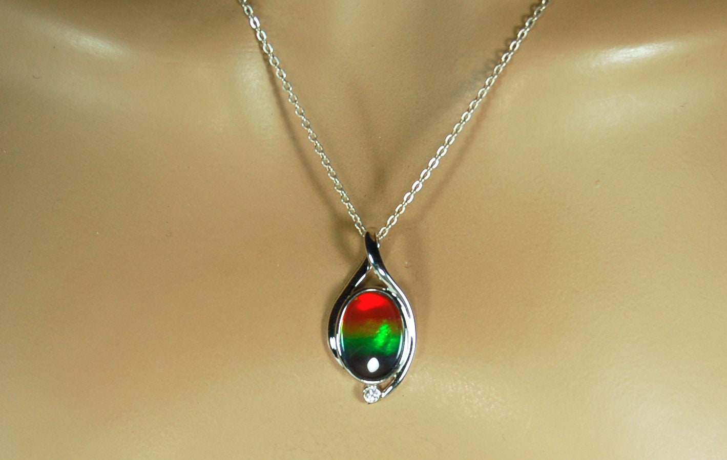 Ammolite Pendant Silver Jewelry.Rare four color gem.Gorgeous colors.Birthday or anniversary gift?Must see video.#021610
