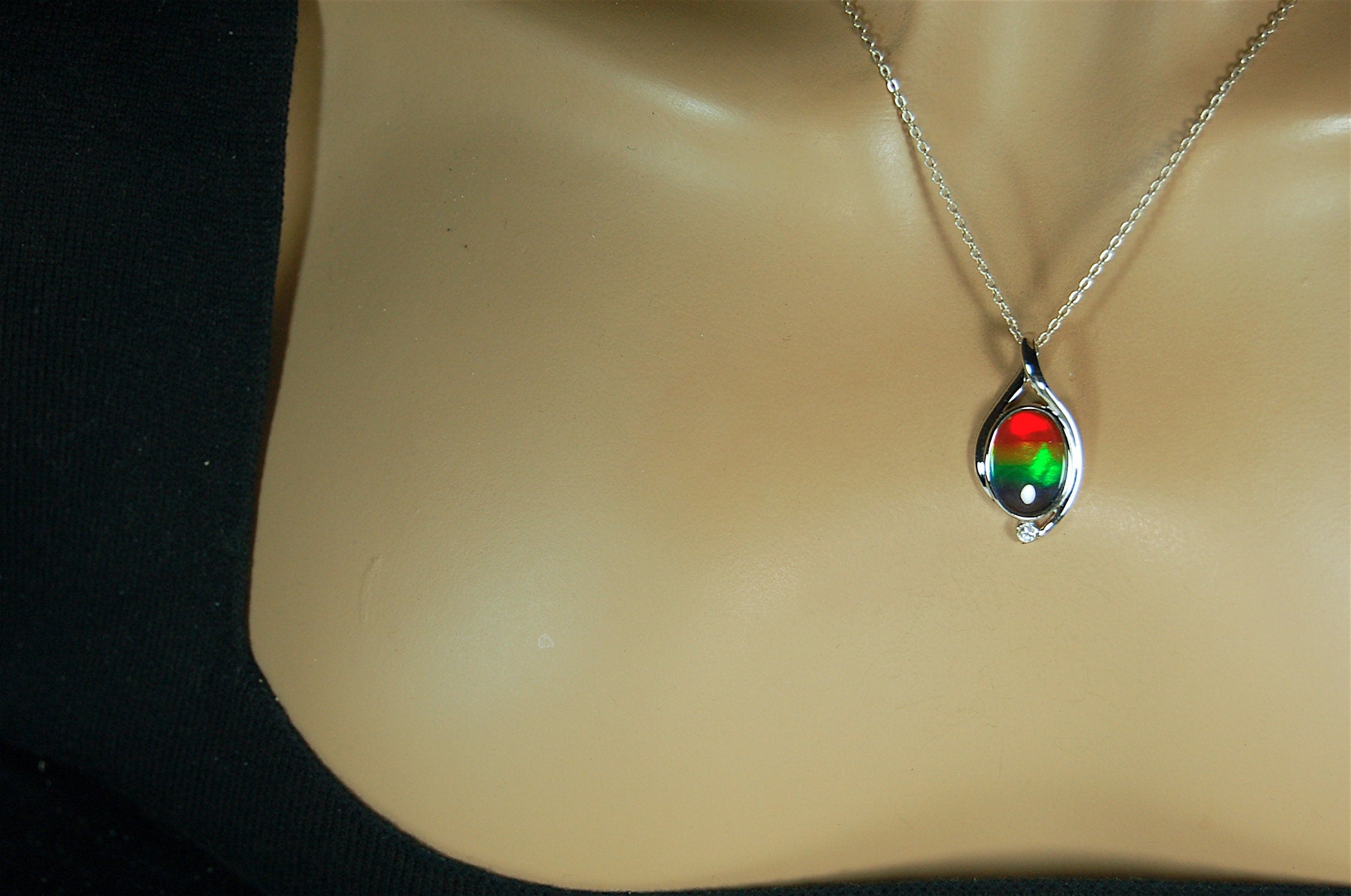 Ammolite Pendant Silver Jewelry.Rare four color gem.Gorgeous colors.Birthday or anniversary gift?Must see video.#021610