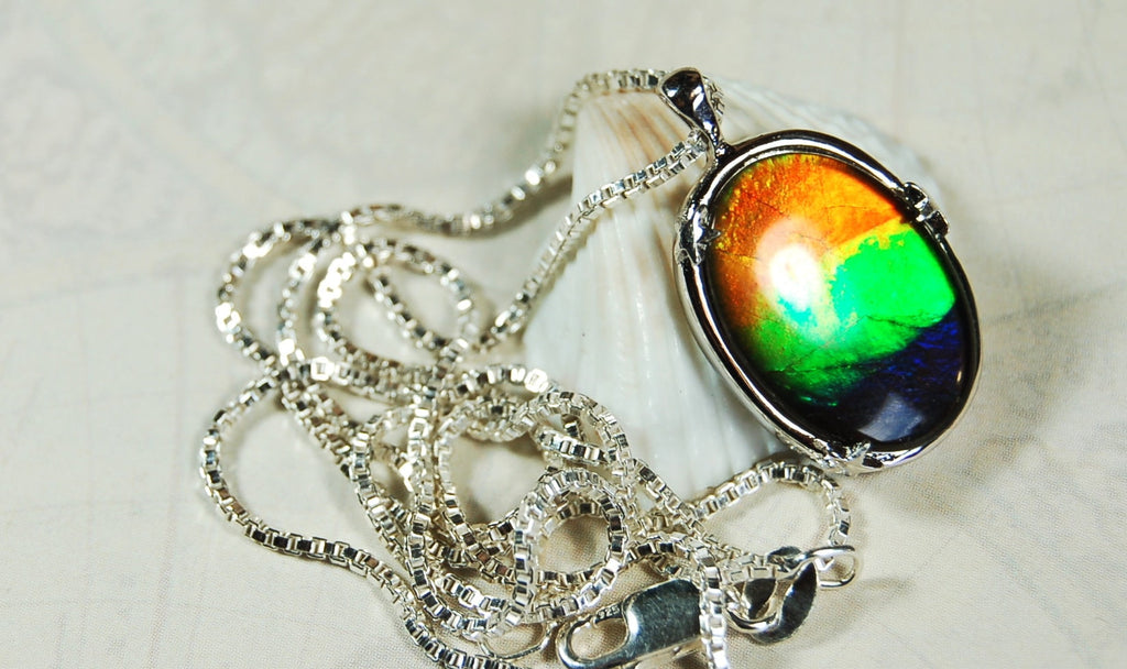 Eye-Catching Ammolite Pendant - Elevate your Look with this Stunning Ammolite Jewelry! Perfect Birthday gift for wife.#100411