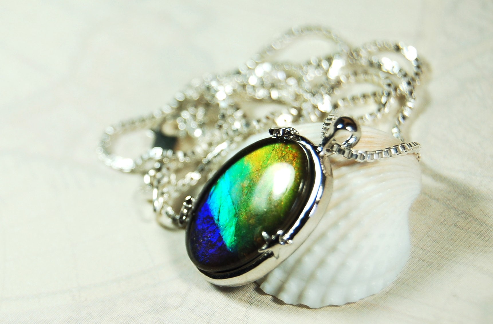 Eye-Catching Ammolite Pendant - Elevate your Look with this Stunning Ammolite Jewelry! Perfect Birthday gift for wife.#100411