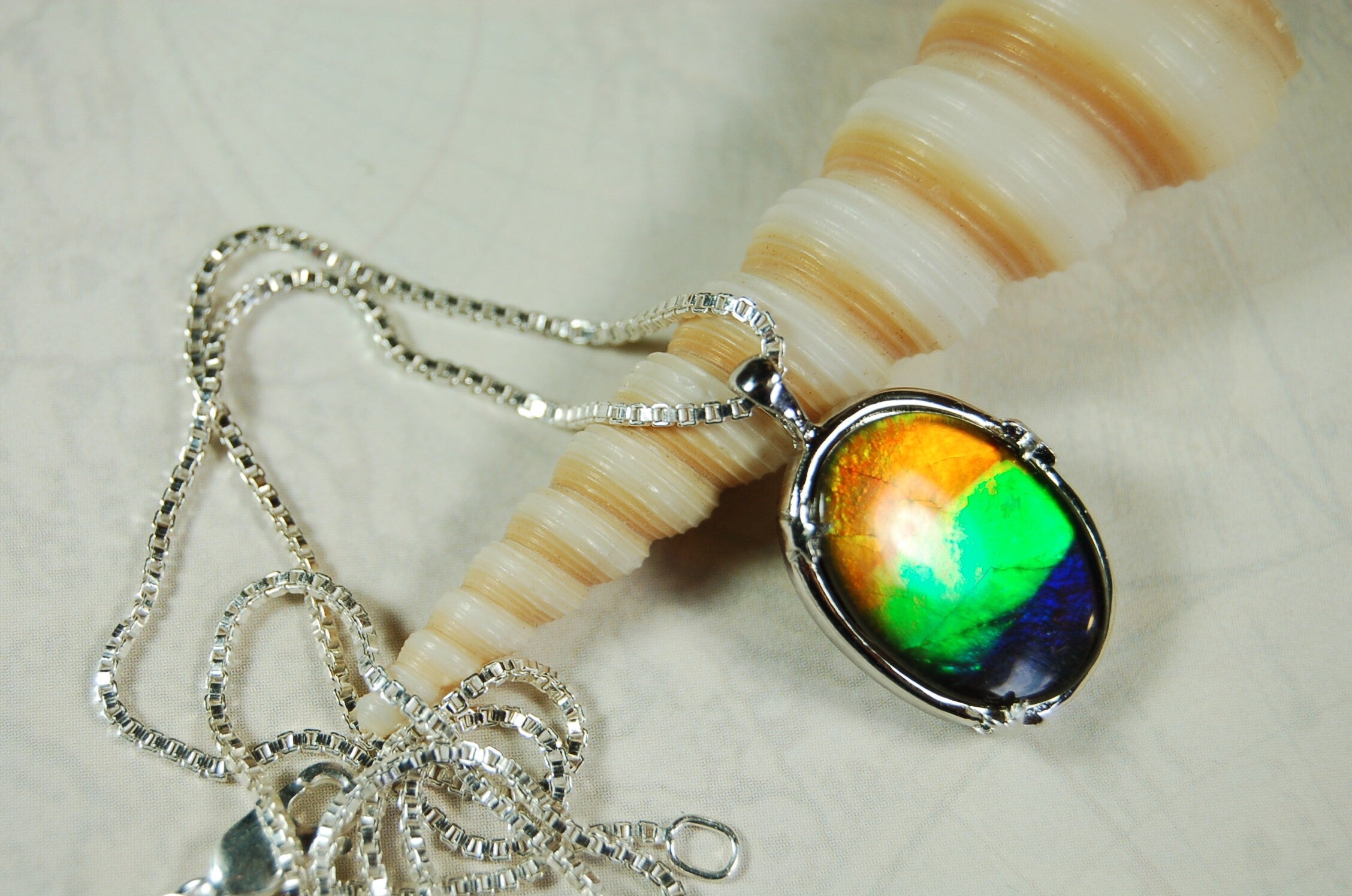 Eye-Catching Ammolite Pendant - Elevate your Look with this Stunning Ammolite Jewelry! Perfect Birthday gift for wife.#100411