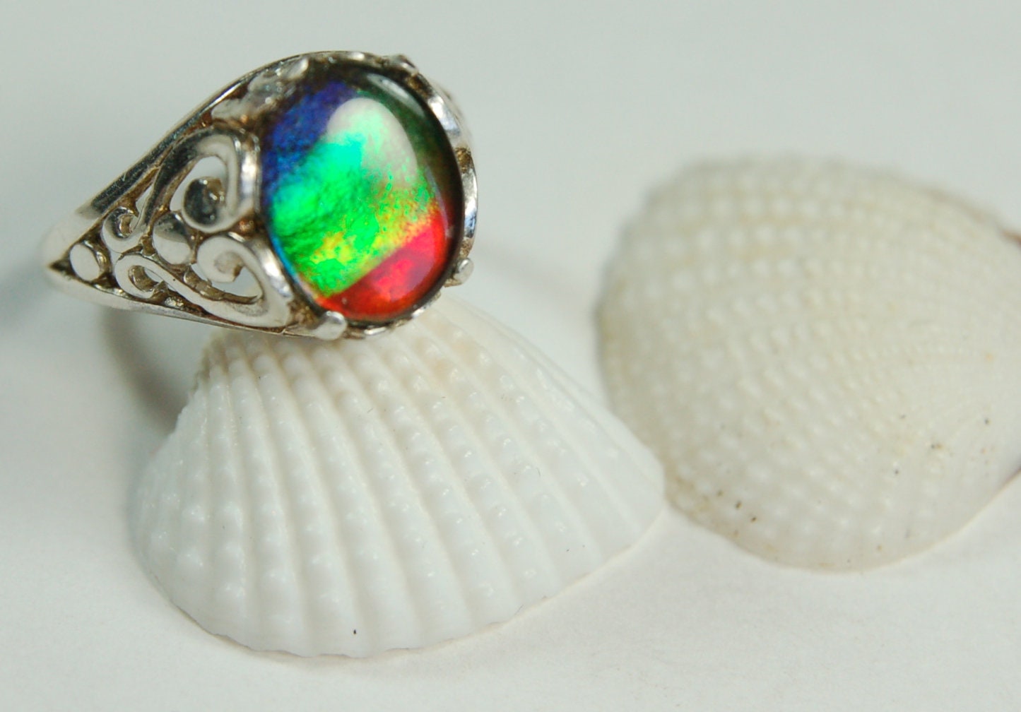 Ammolite Ladies Ring size 6.High quality tricolor gem.Very colorful.Birthday Anniversary gift?Must see video.022312