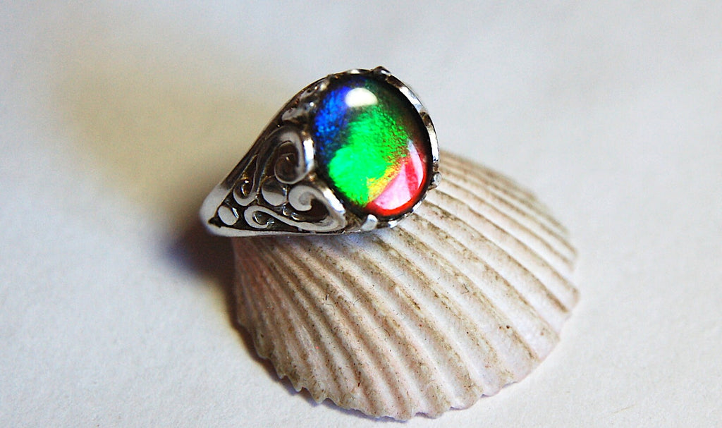 Ammolite Ladies Ring size 6.High quality tricolor gem.Very colorful.Birthday Anniversary gift?Must see video.022312
