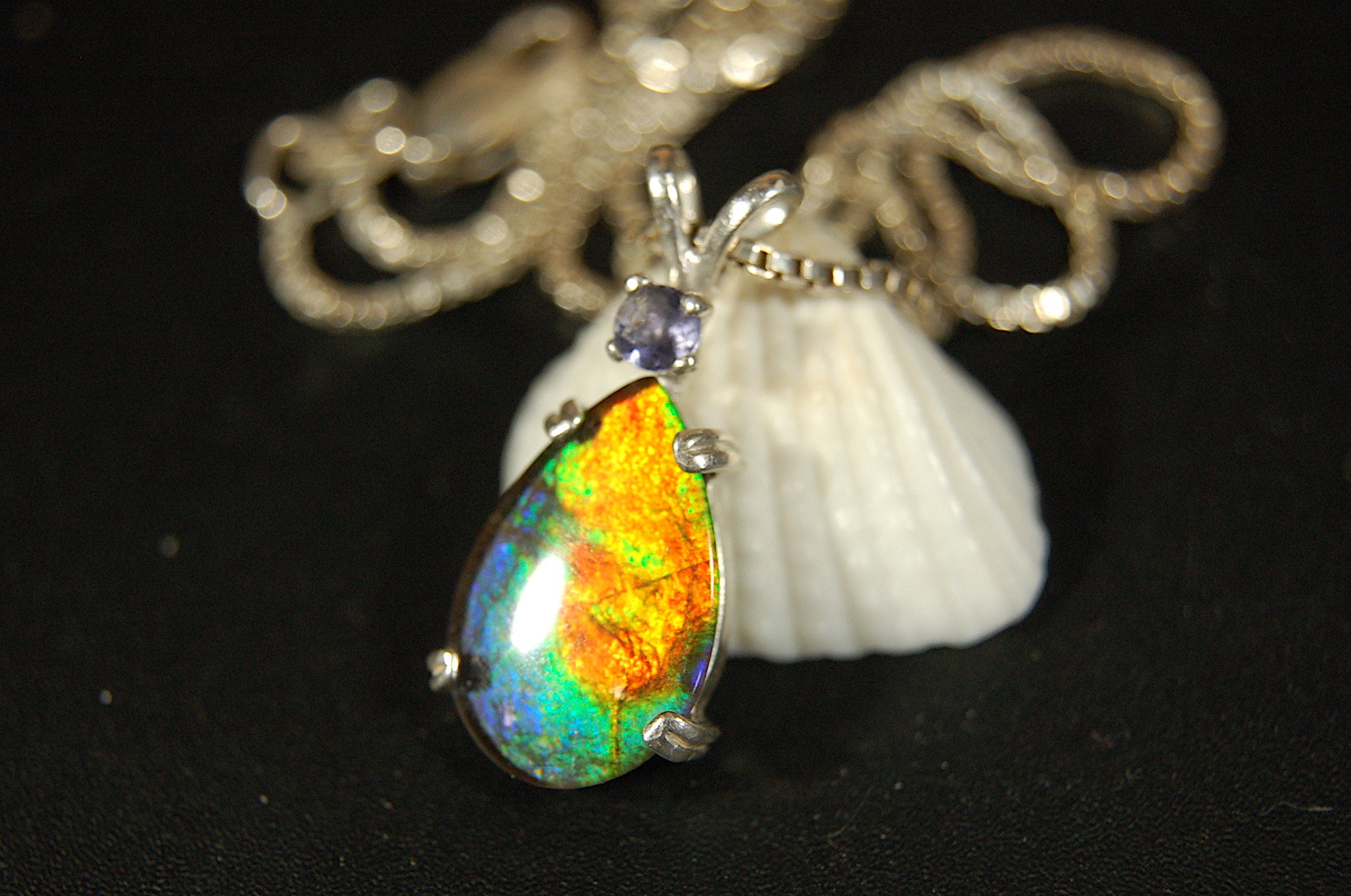 Gorgeous Ammolite Pendant - Unique Jewelry Gift for Her.MUST see video.Quality Ammolite Jewelry from Alberta Canada.#060112