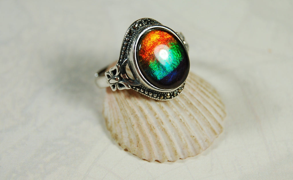 Ammolite Jewelry Ring in your size!Rainbow colors.Lovely gift with big impact.Birthday?Anniversary? 101310