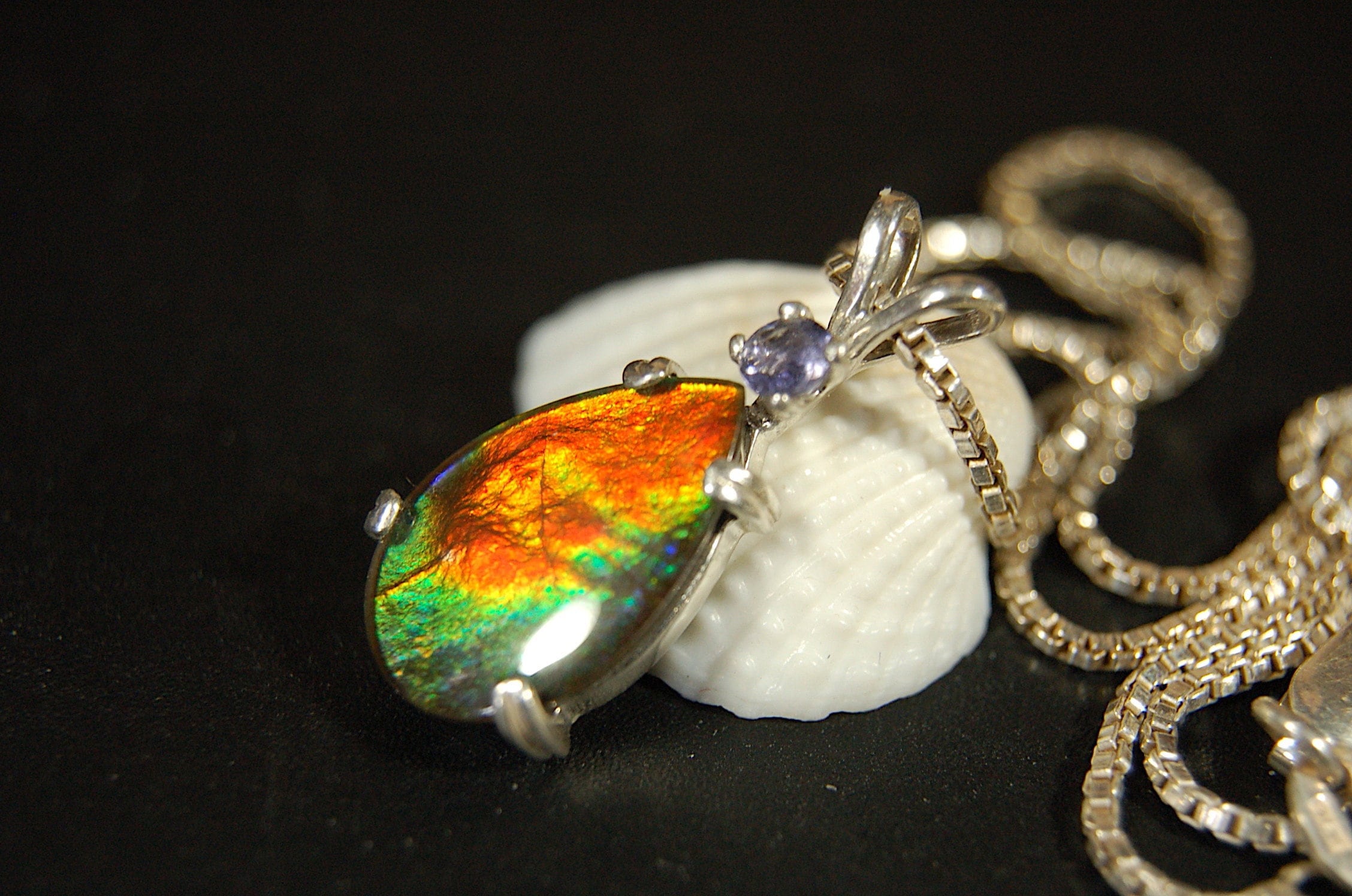 Gorgeous Ammolite Pendant - Unique Jewelry Gift for Her.MUST see video.Quality Ammolite Jewelry from Alberta Canada.#060112