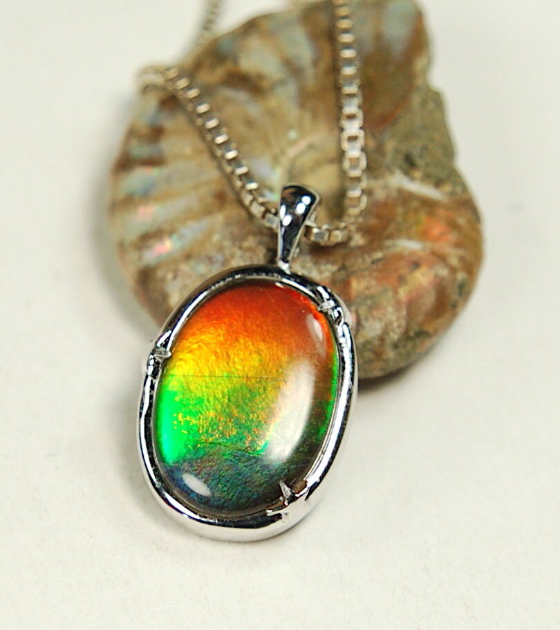 Ammolite Jewelry pendant with lovely rich colors that amaze.Canadian ammolite.Ammolite jewelry at its best.Ammolite from Canada.#051012