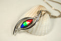 Unique Ammolite Jewelry Pendant Necklace from Canada.RARE Faceted four color gem.Perfect Gift.Bright changing colors. Elegant design 100613.