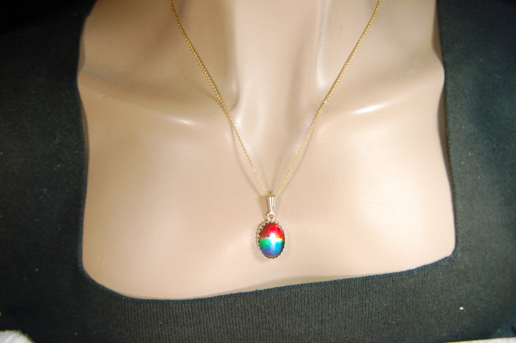 Opulent Ammolite Pendant in Gold - Enhance Your Style with Natural Elegance or Make it the Perfect Gift for her.MUST SEE VIDEO.021214