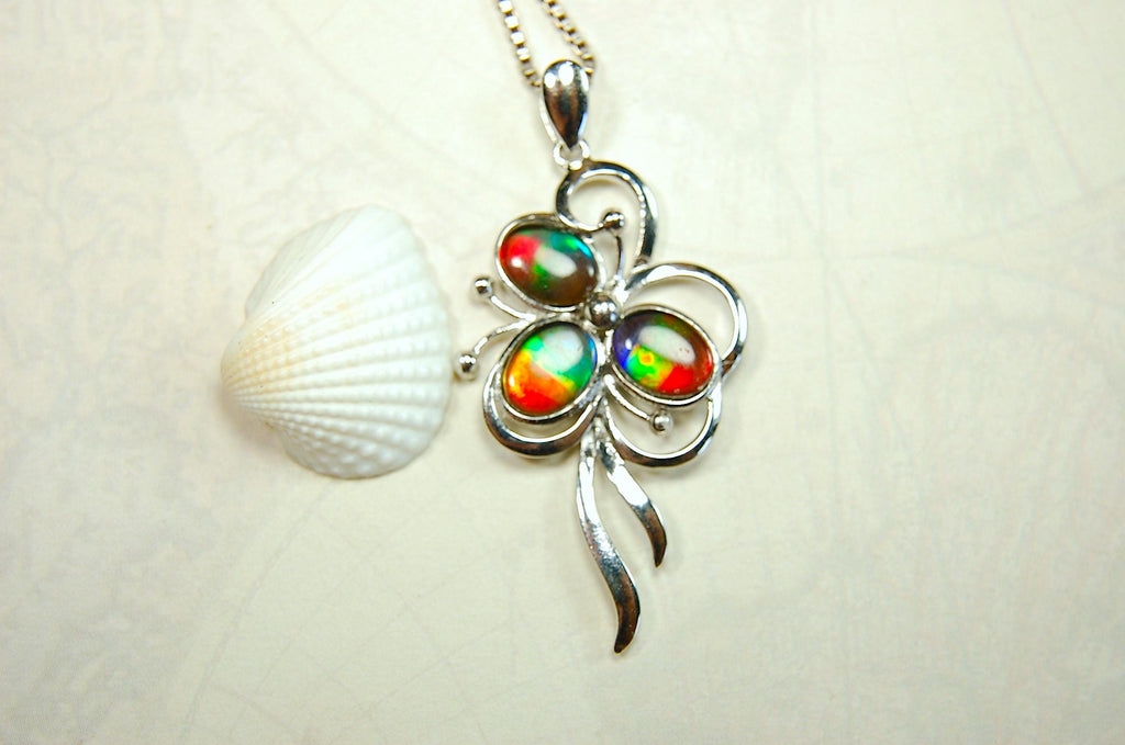 Stunning Ammolite Pendant - Gorgeous color and unique design!Perfect gift for wife or daughter.Anniversary gift? MUST see video.081414