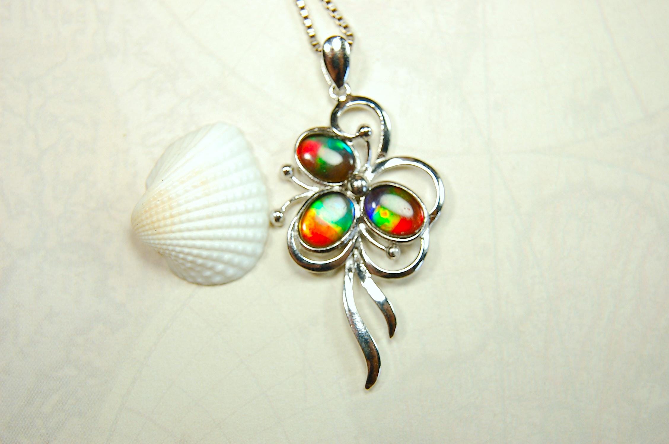 Stunning Ammolite Pendant - Gorgeous color and unique design!Perfect gift for wife or daughter.Anniversary gift? MUST see video.081414