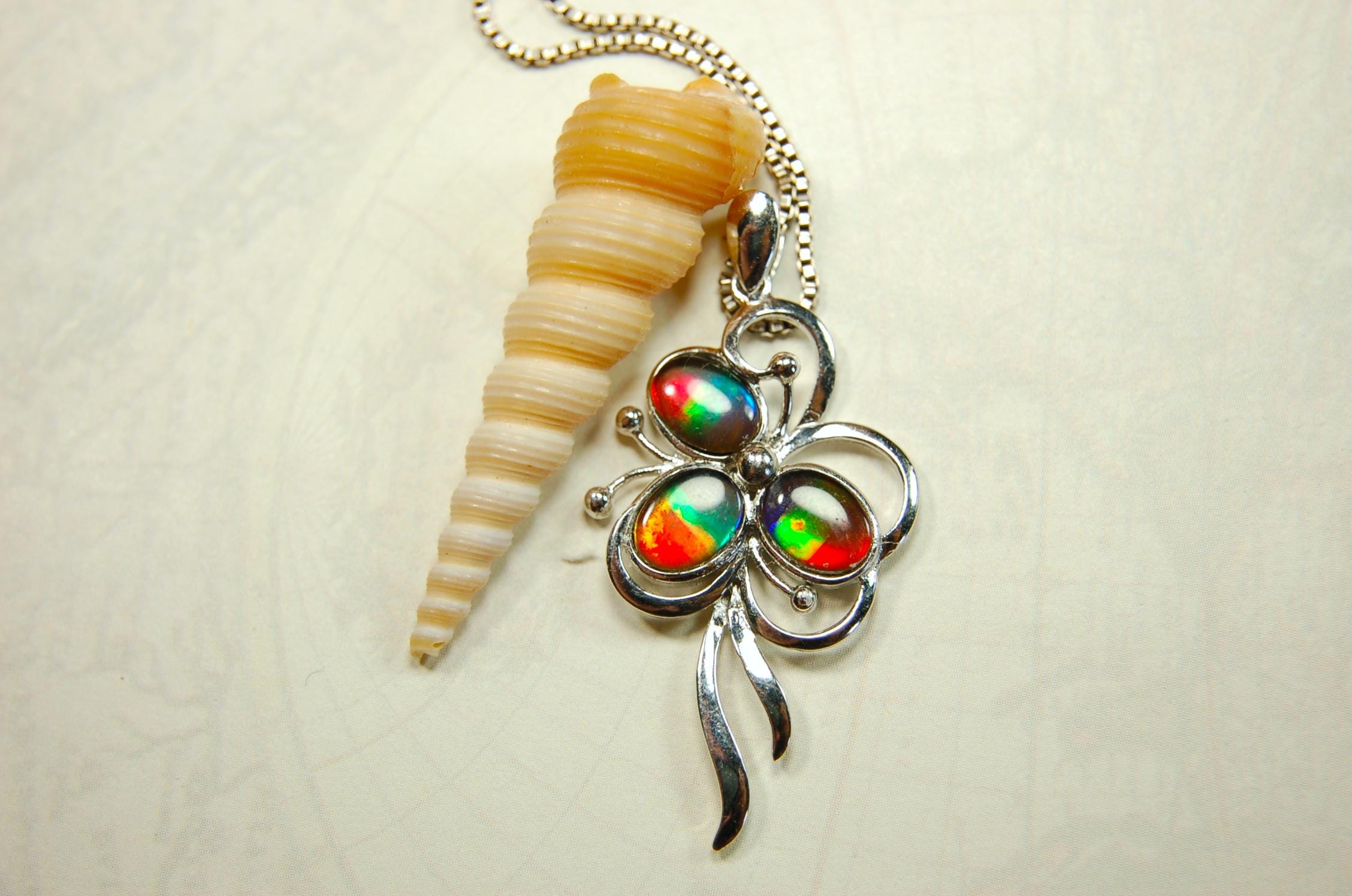 Stunning Ammolite Pendant - Gorgeous color and unique design!Perfect gift for wife or daughter.Anniversary gift? MUST see video.081414