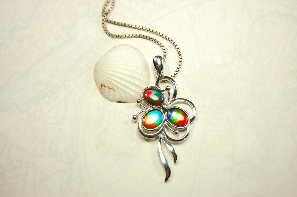 Stunning Ammolite Pendant - Gorgeous color and unique design!Perfect gift for wife or daughter.Anniversary gift? MUST see video.081414