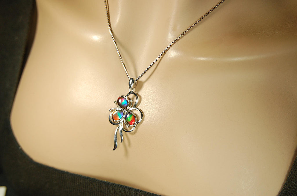 Stunning Ammolite Pendant - Gorgeous color and unique design!Perfect gift for wife or daughter.Anniversary gift? MUST see video.081414