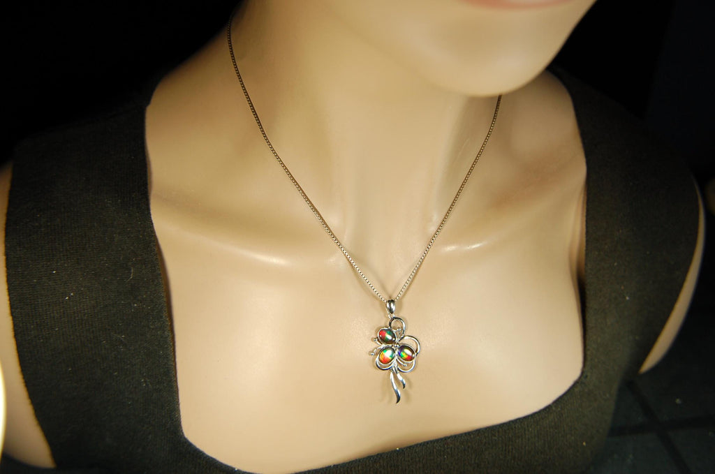 Stunning Ammolite Pendant - Gorgeous color and unique design!Perfect gift for wife or daughter.Anniversary gift? MUST see video.081414